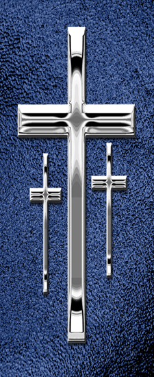 639 DLJ-517-SL-SH-BL Silver 3 Crosses Shimmer Blue